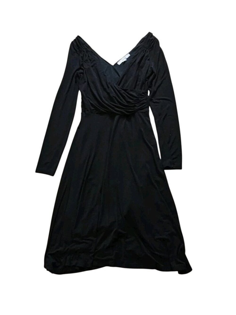 Boden Black V-Neck Wrap-Style Jersey Dress Womens US 2